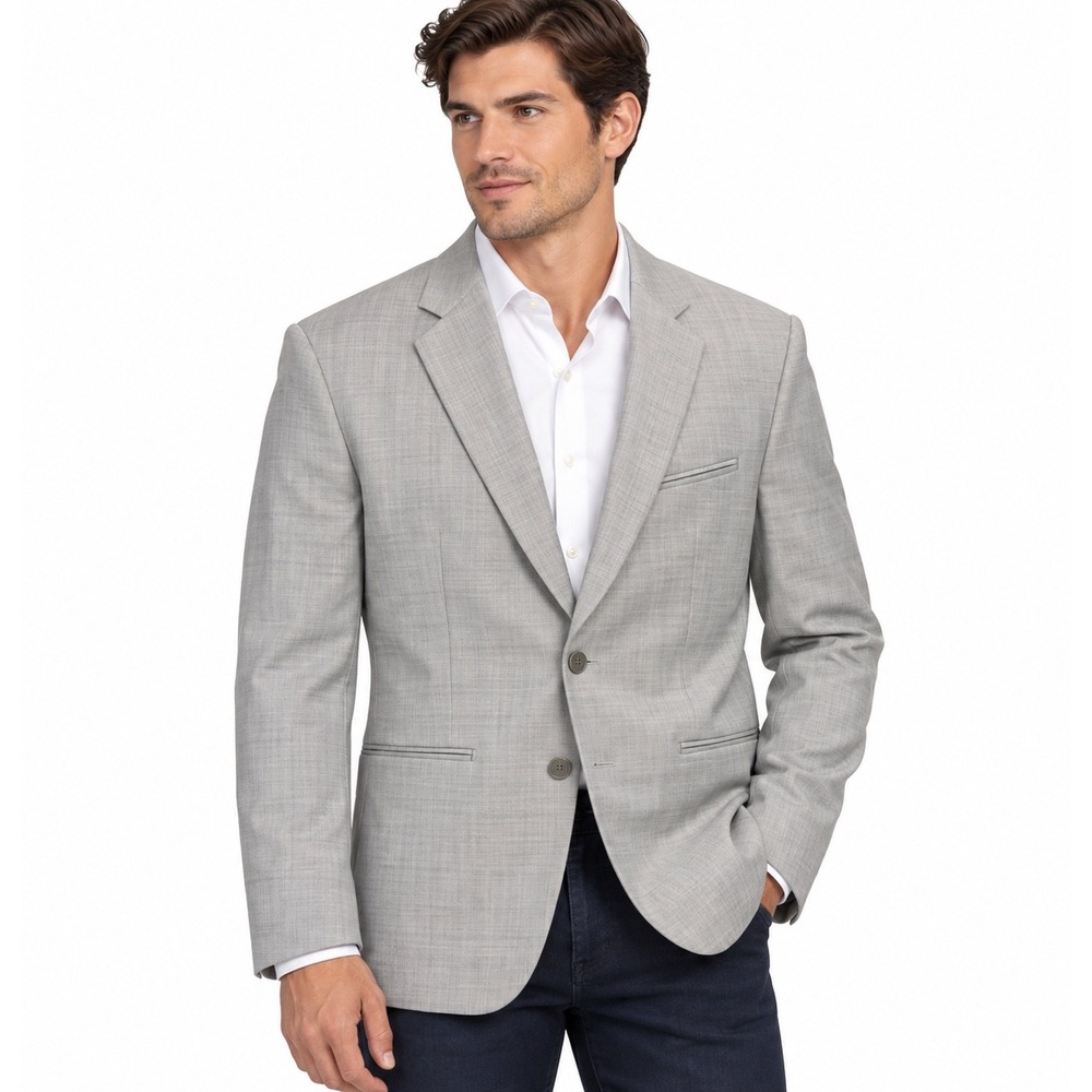Zara Man Gray Textured Two Button Blazer Jacket USA 38 EUR 48 NWT